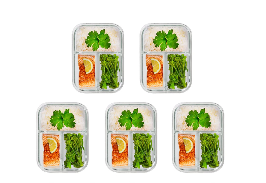 prep naturals 5 pack glass meal containers