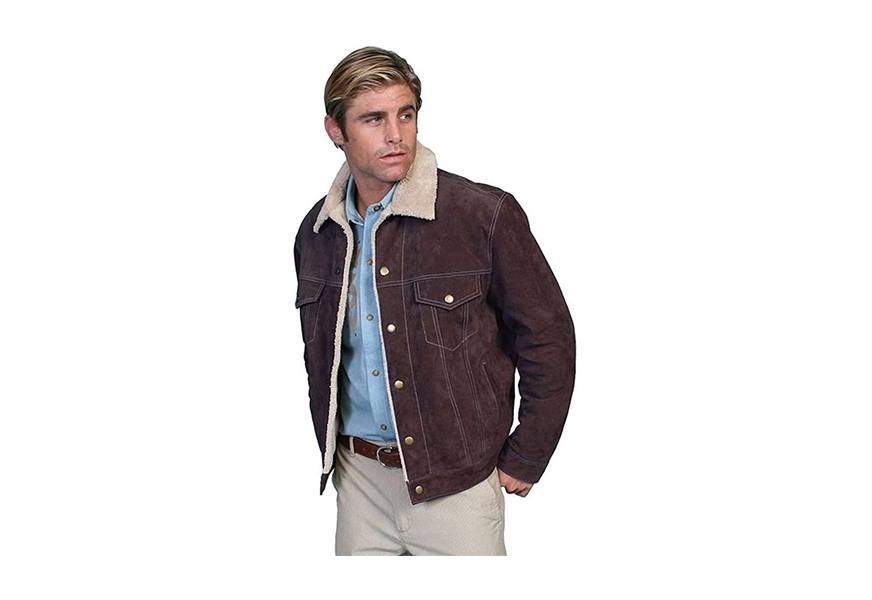 scully mens sherpa lined suede jacket