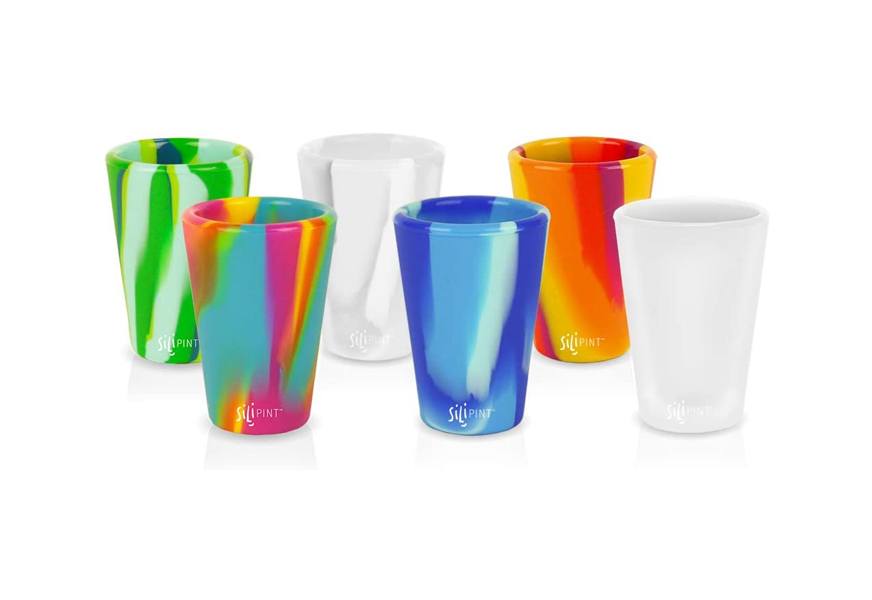 silipint silicone (tie dye variety) 1.5 oz shot glasses
