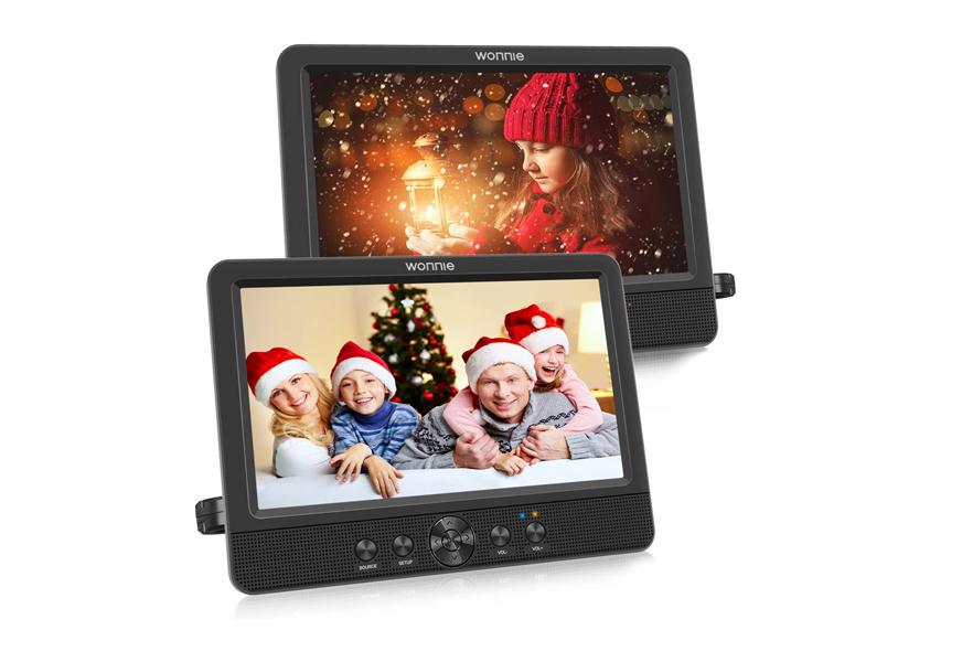 wonnie 10.5 inch dual screen portable dvd player