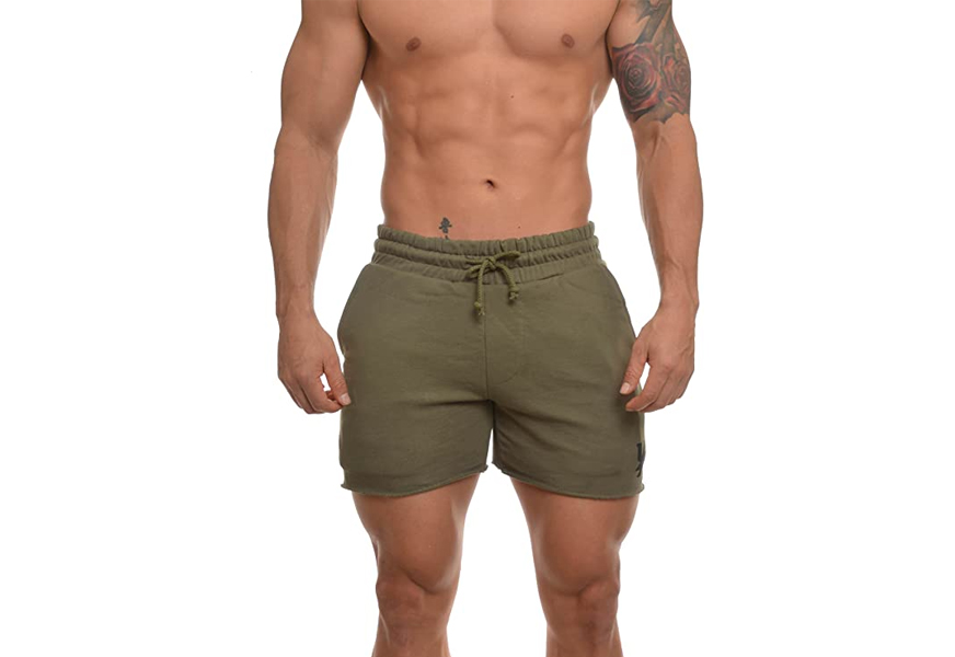 youngla french terry solid bodybuilding men’s yoga shorts