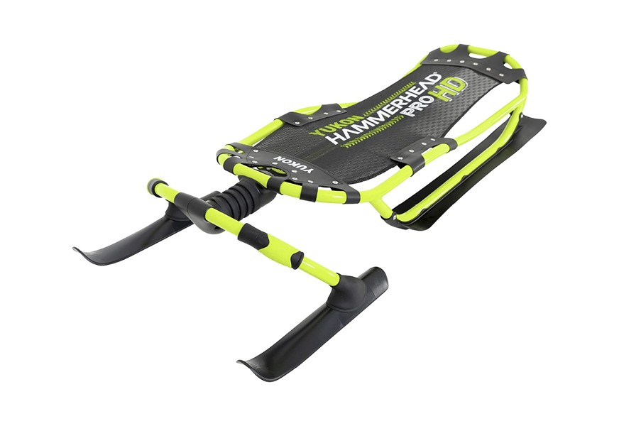 yukon hammerhead pro hd steerable snow sled with aluminum frame