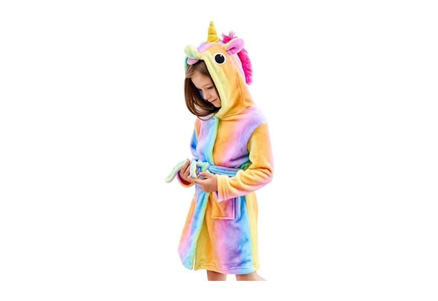 soft unicorn hooded bathrobe sleepwear