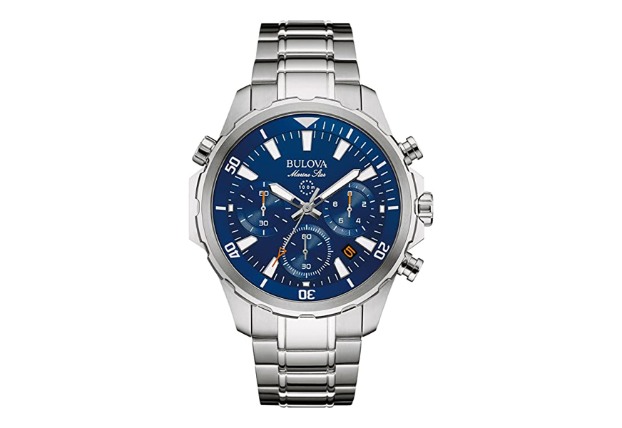 bulova men's 43mm marine star stainless steel chronograph watch
