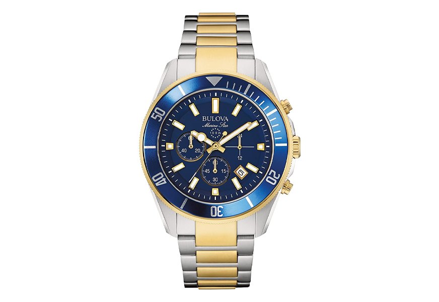 bulova men's marine star two-tone chronograph bracelet watch