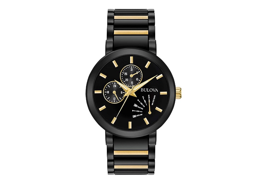 bulova men's modern black ip stainless steel bracelet watch