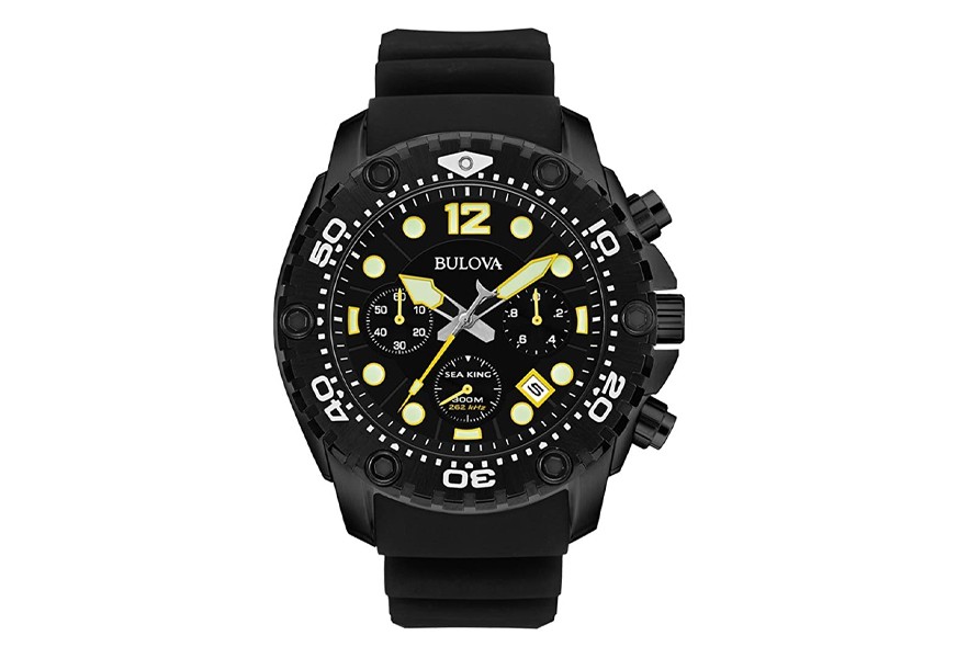 bulova men's sea king analog display quartz black watch