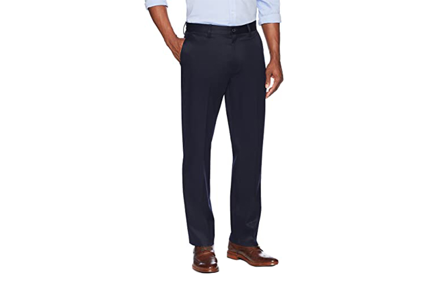 buttoned down relaxed fit flat front chinos