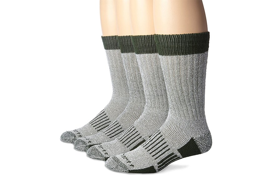 carhartt men's a118-4 cold weather wool blend crew socks (pack of 4)