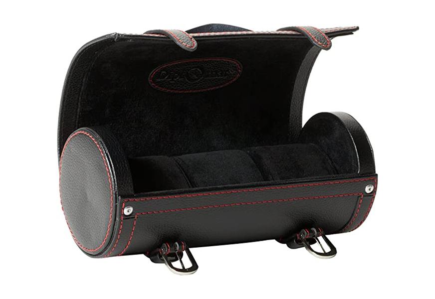 diplomat black leather travel watch roll