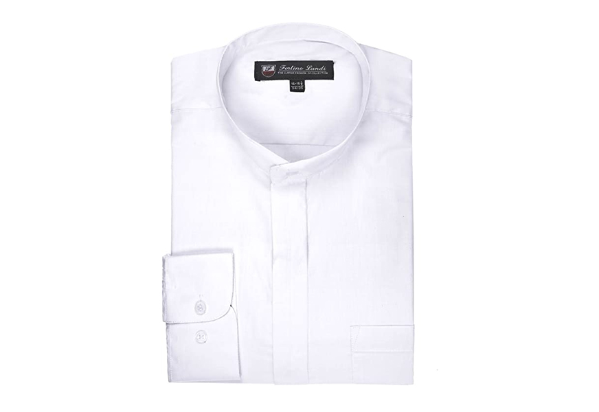 fortino landi long sleeve collarless shirt