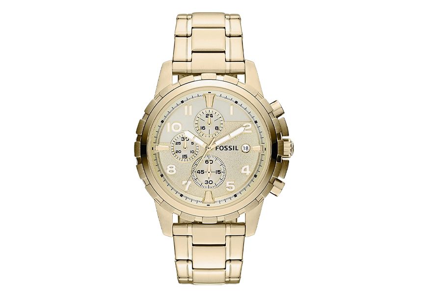 goldtone stainless steel watch