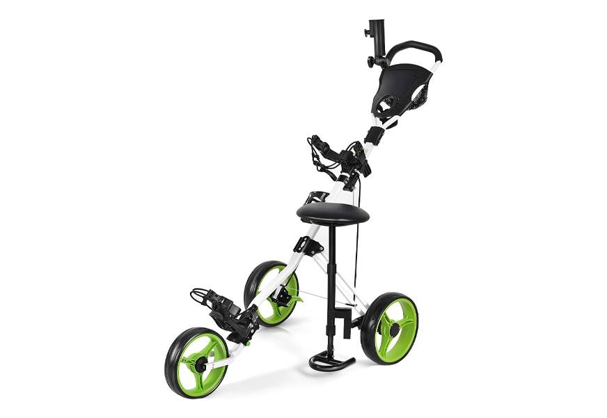 gymax 3-wheel golf push cart