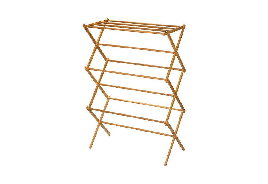 household essentials bamboo tall indoor folding clothes drying rack