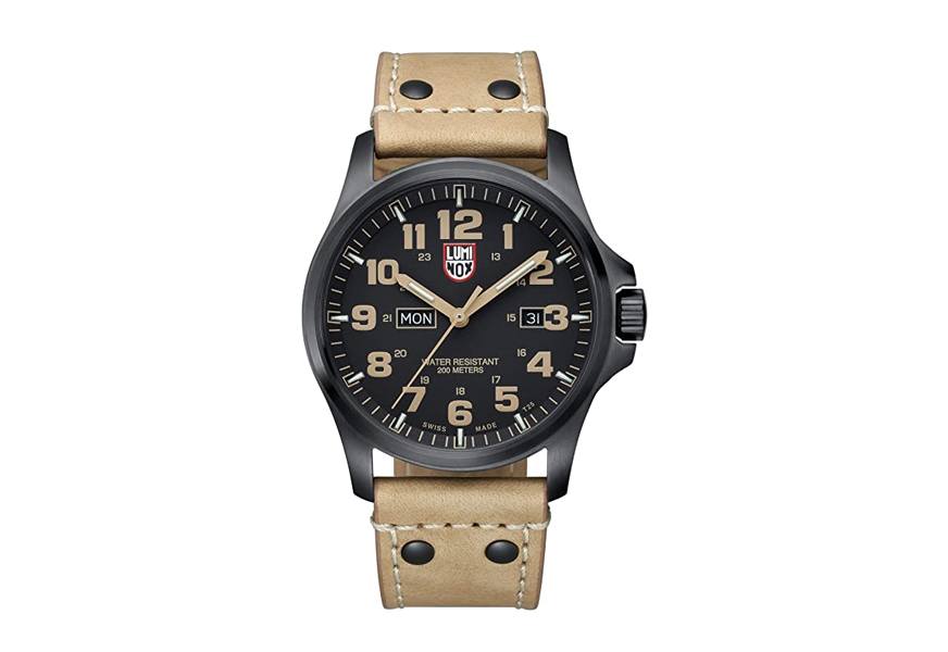 luminox atacama field day black leather men's tritium watch