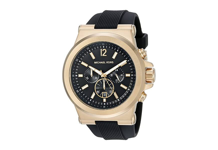 michael kors men's gold-tone and black dylan watch