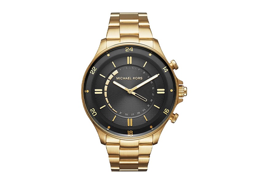 michael kors men's goldtone reid hybrid watch