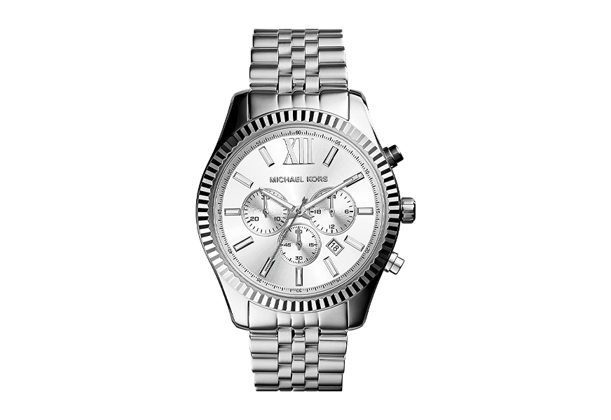 michael kors men's lexington silver-tone watch