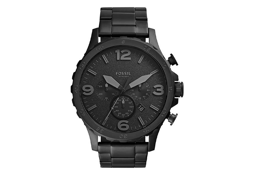 nate blacktone steel bracelet watch
