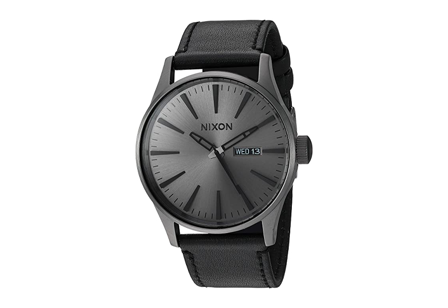 nixon sentry leather a1051531-00. gunmetal and black men’s watch