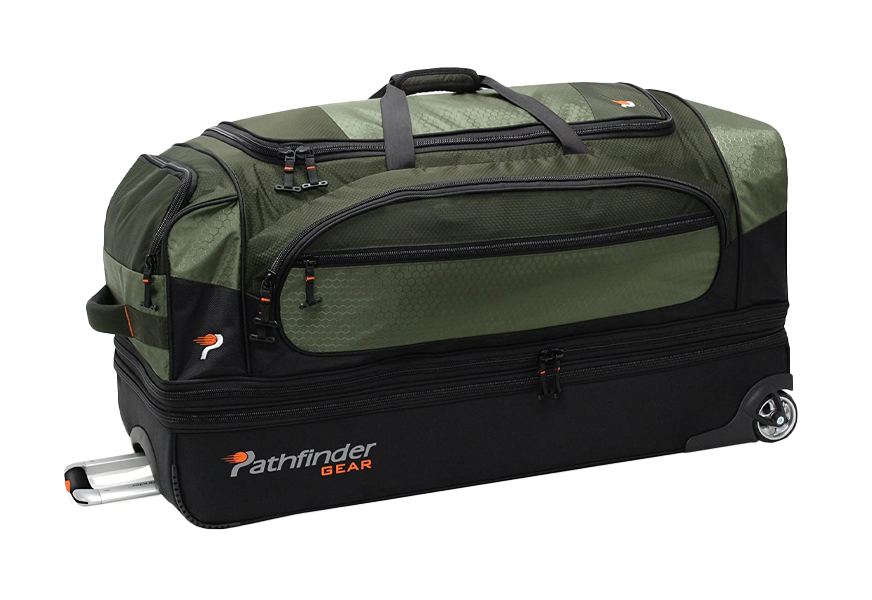 pathfinder gear 36 inch rolling drop bottom rolling duffel bag