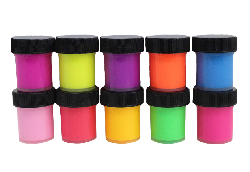 set of 10 neon rave glow in the dark paint