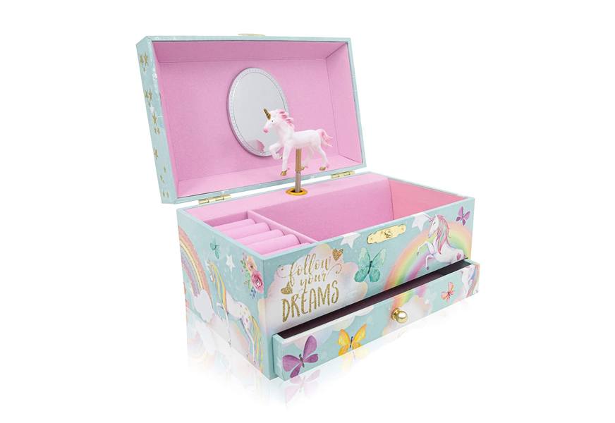 the memory building company unicorn music box & little girls jewelry set