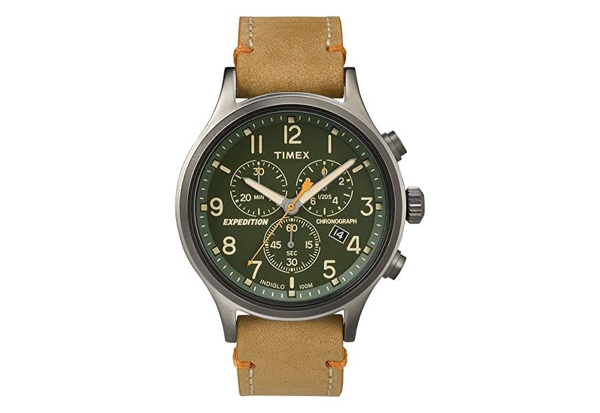 timex expedition scout chronograph green dial watch