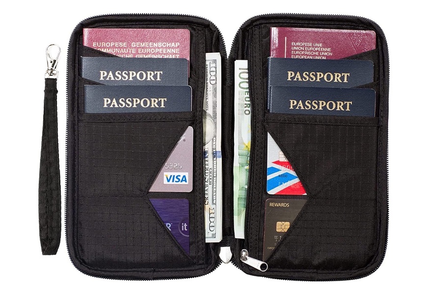 travel wallet & family passport holder w/rfid blocking- document organizer case