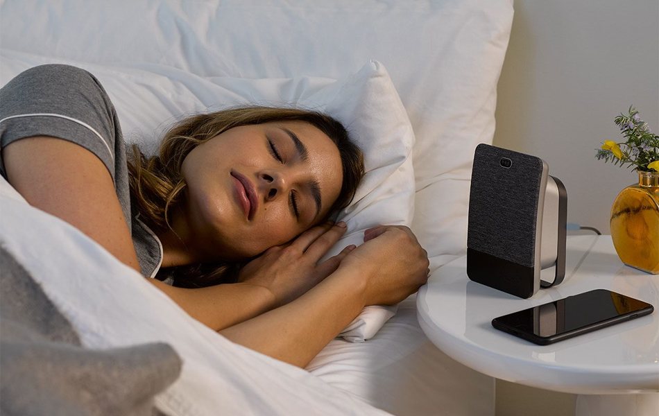 woman using sleep tracker
