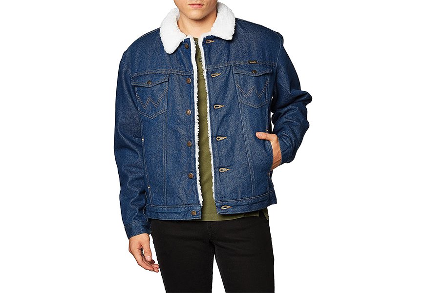 wrangler men's western style lined denim jacket