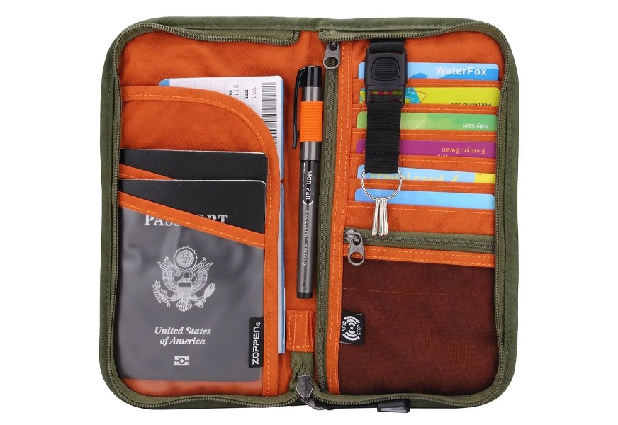 zoppen rfid travel wallet passport & documents organizer