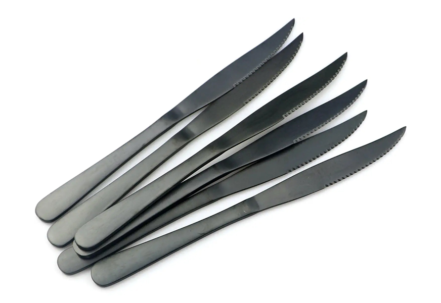 briiec matte black titanium plating stainless steel steak knives
