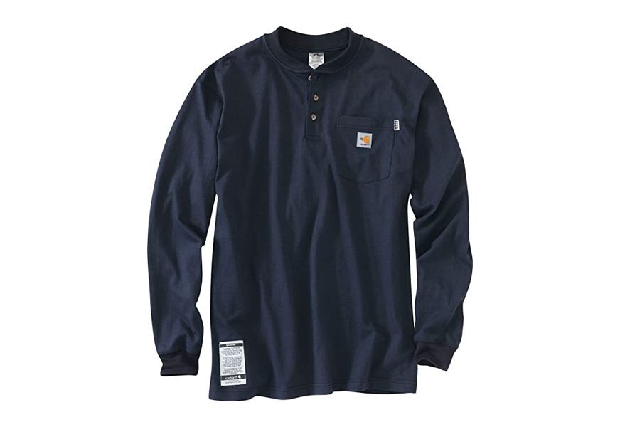 carhartt flame resistant force cotton henley for men