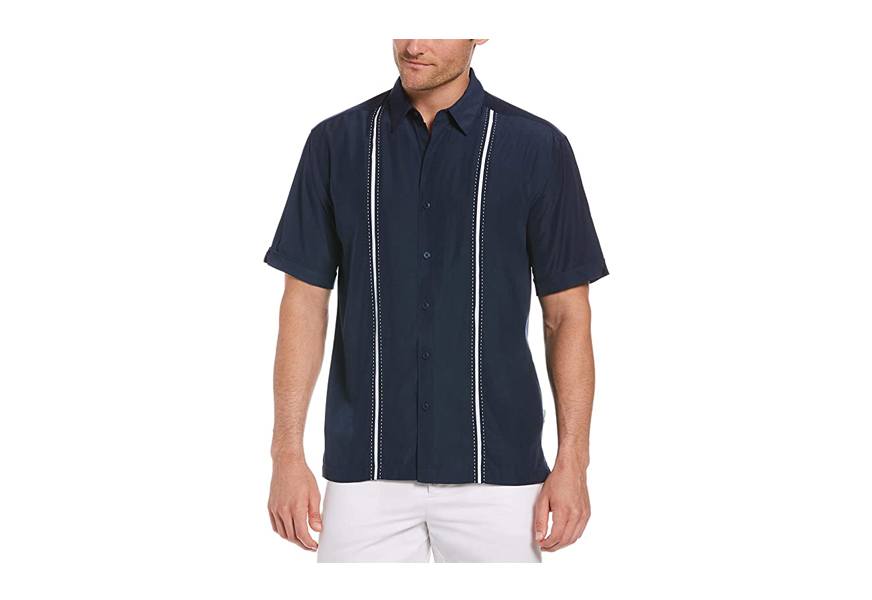 cubavera houndstooth print shirt with insert panels