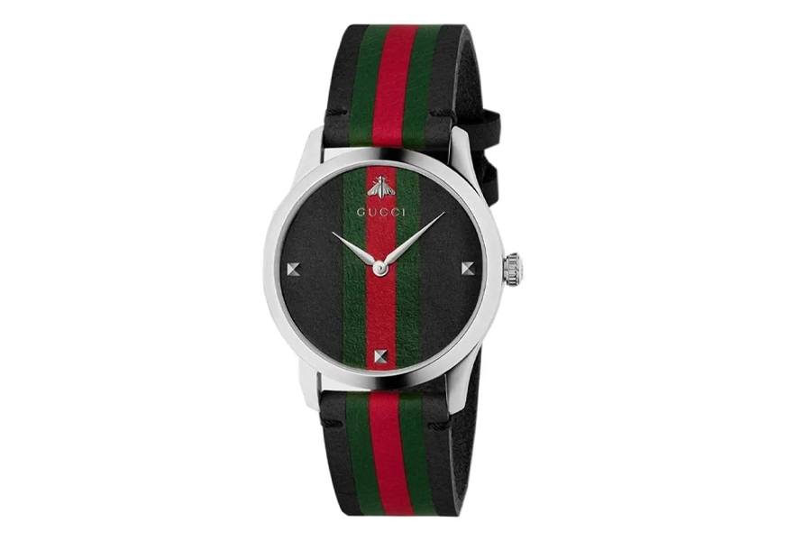 gucci g-timeless leather strap watch