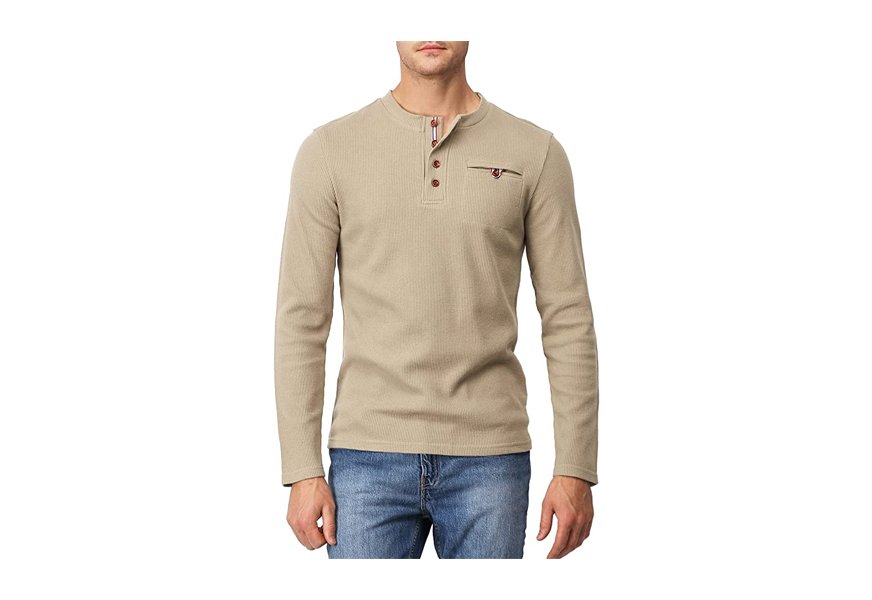 h2h casual slim fit long sleeve henley t shirt