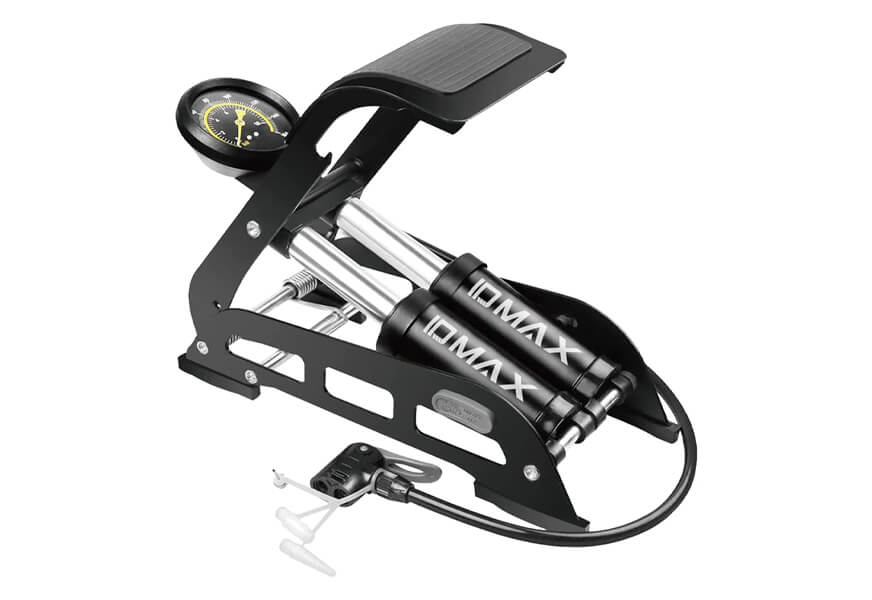 id max double barrel foot pump