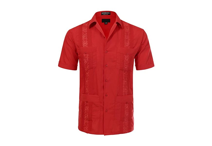 jd apparel men's cuban collar guayabera shirt