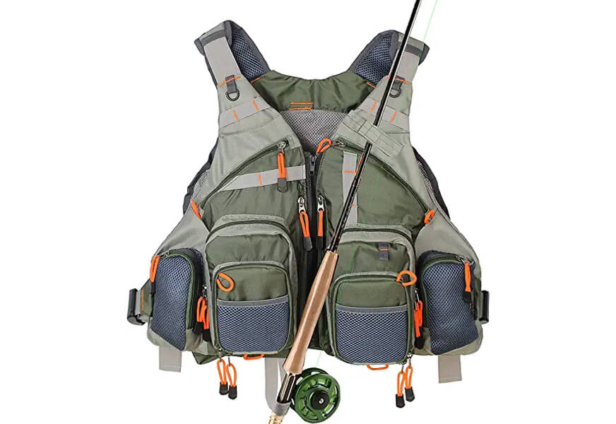 Bassdash Versatile Men’s Fly Fishing Vest Photographer Vest Mesh Back for Outdoor Activities Army Green / M