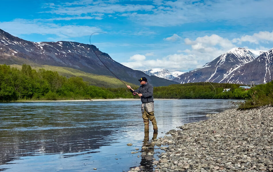 man fishing in the lake