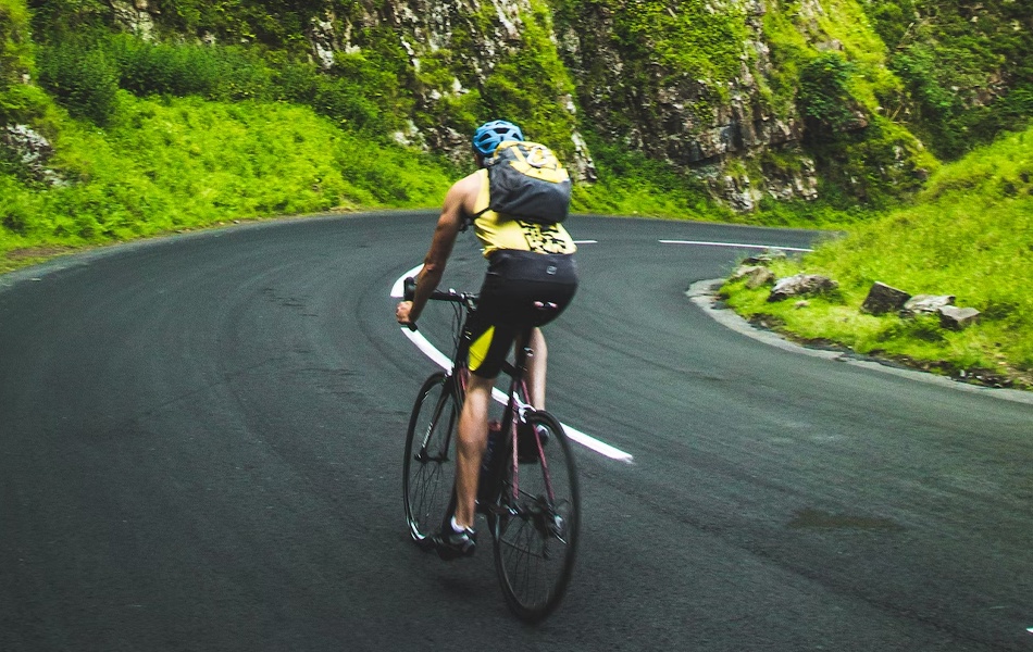 man wearing cycling backpack