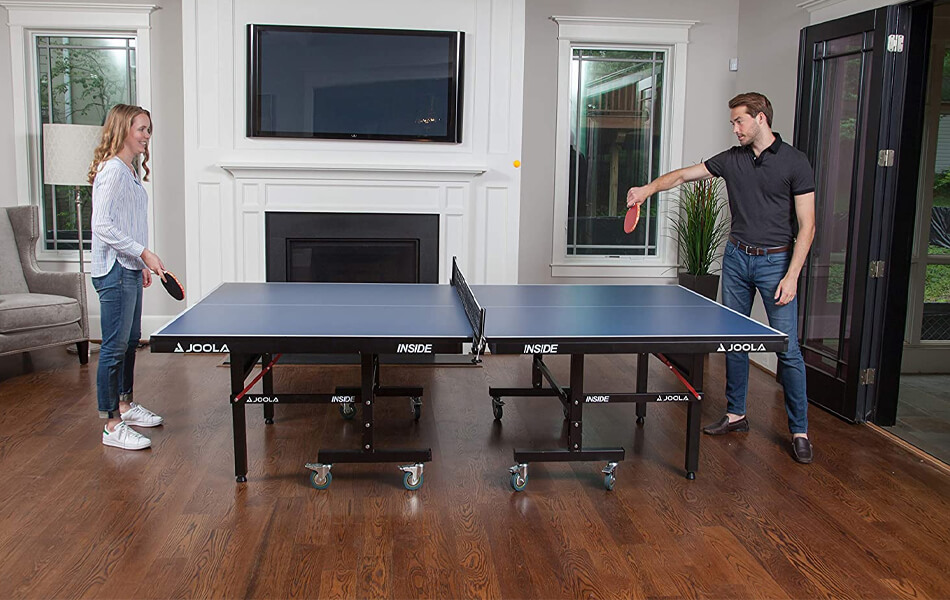 ping pong table in the living room