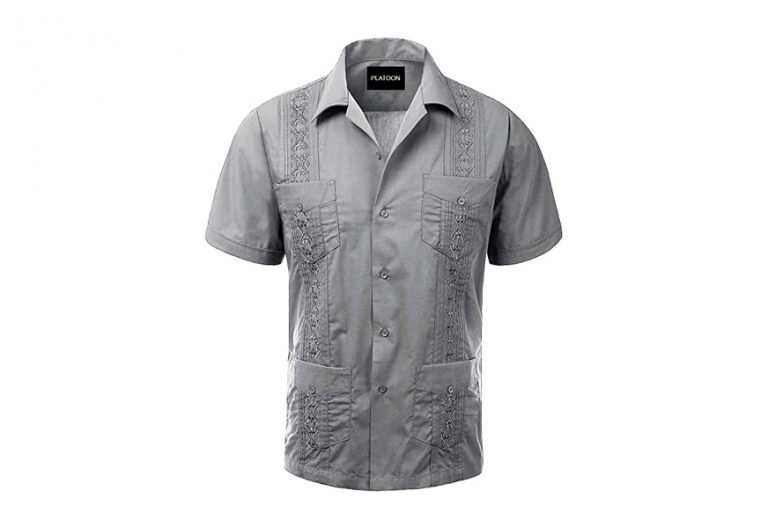 90s~00'S PLATOON Short Sleeve Mexican Shirt Cuban Shirt Box Shirt Men's Size L cotton black type Vintage Second Hand