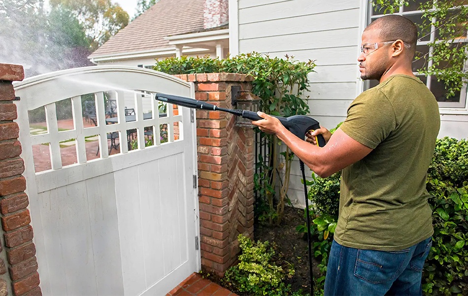 using pressure washer