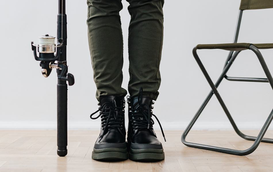 wearing fishing shoes