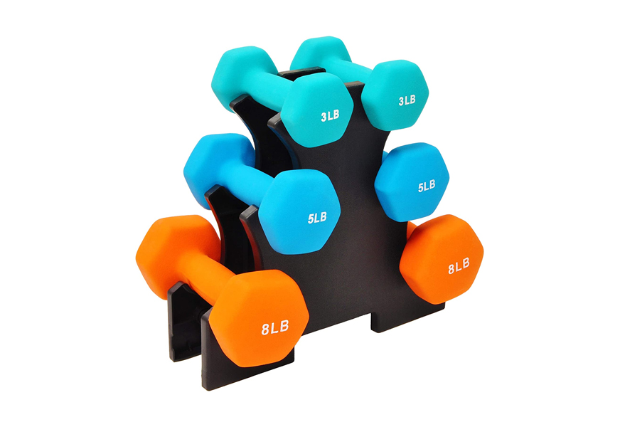 cap barbell 40 pound adjustable dumbbell set with case