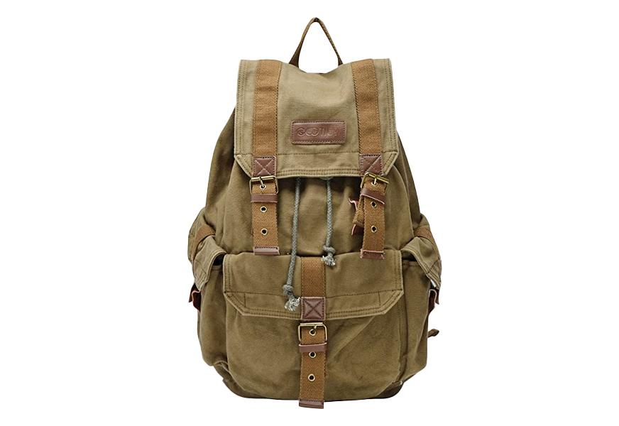 High-Quality Brown Fabric Canvas School Backpack