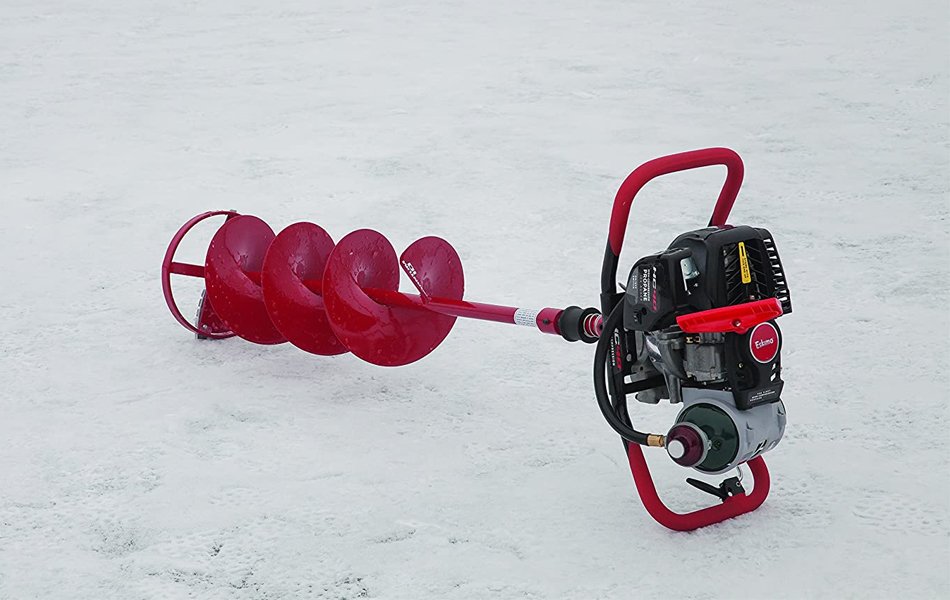 ice fishing auger on ice