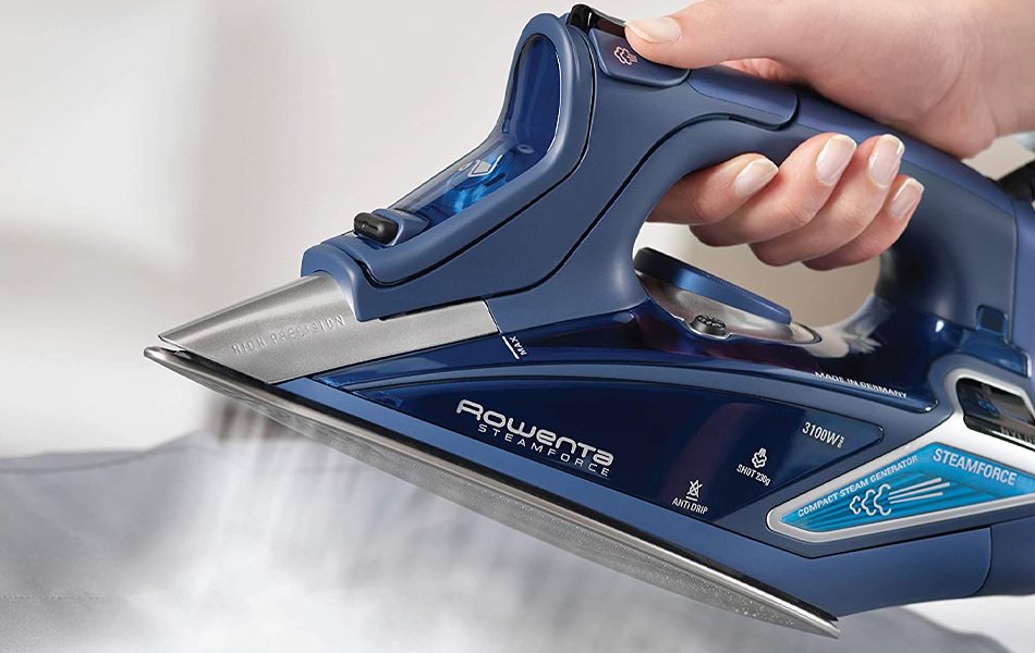 ironing with steam iron